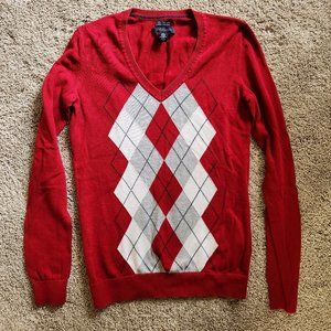 Tommy Hilfiger Red Argyle Womens Sweater - Size XS